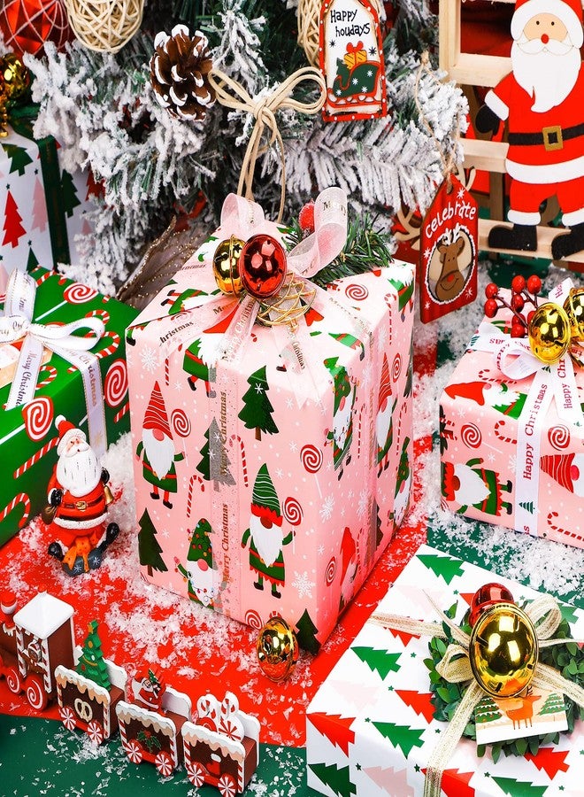 WRAPAHOLIC 30 Inch Christmas Wrapping Paper Roll - Jumbo Roll Red, Green and Pink Christmas Gnome Elf Holiday Collection - 4 Rolls - 30 Inch x 120 Inch Per Roll - Image 3